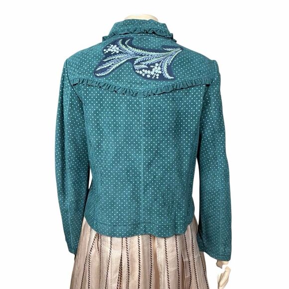 NWT Zara Woman Green Lambskin Embroidered Jacket M - Picture 10 of 16